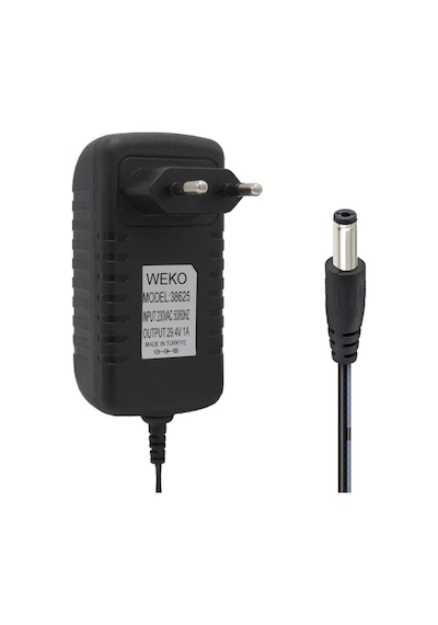 Weko 29.4 Volt - 1 Amper 5.5x2.5mm Uçlu Yerli Üretim Priz Tipi Adaptör 1.2 Metre Uzunluk
