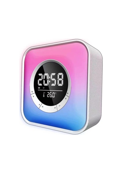 Rgb Led Bluetooth Hoparlörlü Dijital Masa Saati, Çalar Saat, Gece Lambası, Termometre, Ambiyans Işığı Ve Kablosuz Şarj Destekli Çok Fonksiyonlu Akıllı Saat P10 Rgb Led Bluetooth Hoparlörlü Dijital Masa Saati, Çalar Saat, Gece Lambası, Termometre, Ambiyans Işığı Ve Kablosuz Şarj Destekli Çok Fonksiyonlu Akıllı Saat P10