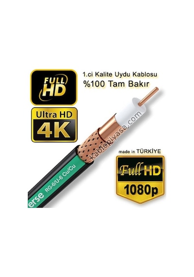 Erse Rg6U6 Bakır Anten Kablosu Bakır 25 Metre