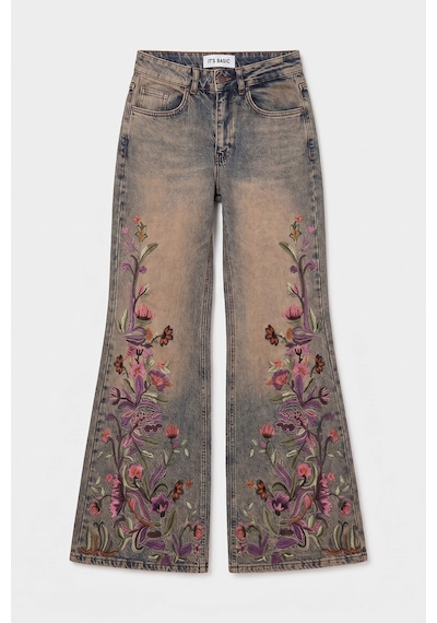 it's basic Kadın T.kot Rengi 4w6-85 Flare Fit Nakış Tasarım Denim Jean Kırmızı