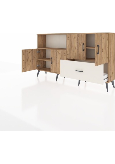 Arges Konsol 4 Raflı Tek Çekmeceli 4 Kapaklı 176x30x99 Çam-çam/ay Çam-çam/aytaşı Arges Konsol 4 Raflı Tek Çekmeceli 4 Kapaklı 176x30x99 Çam-çam/ay Çam-çam/aytaşı
