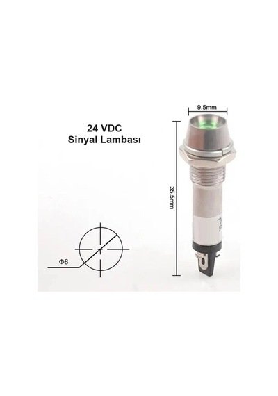 Ic-225 8mm Sinyal Lambası Metal 24v Yeşil