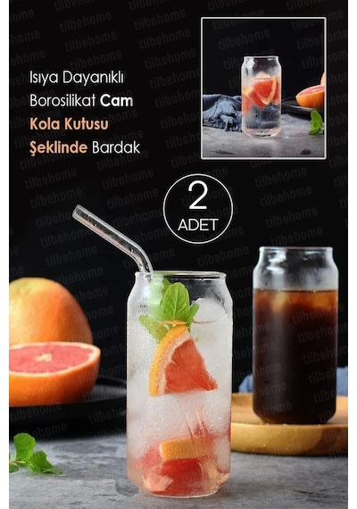 2li Pipetli Kola Kutusu Şeklinde Bardak Süt Çay Kahve Su Sunum Bardağı Borosilikat Bardak Seti