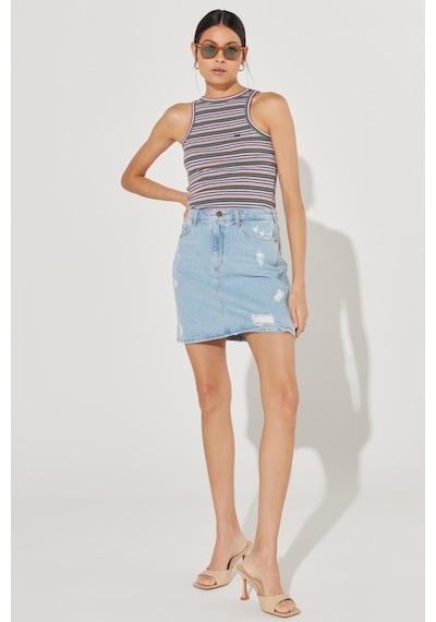 Lee Regular Fit Normal Kesim %100 Pamuk Yüksek Bel Mavi Jean Kot Etek L231062XT Mavi