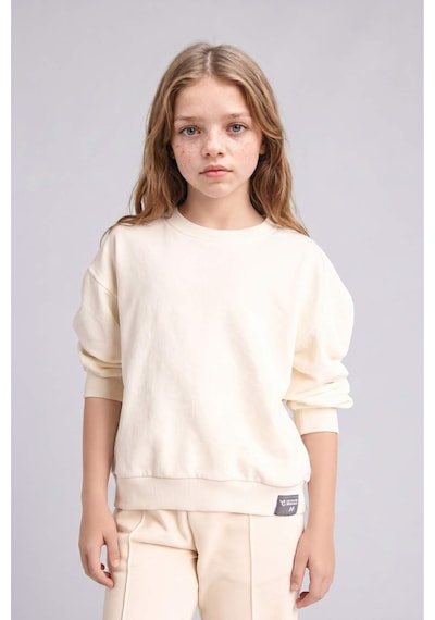 Defacto Okula Dönüş Relax Fıt Bisiklet Yaka Sweatshirt Kız Çocuk E6842a826auer98 Ekru-er98