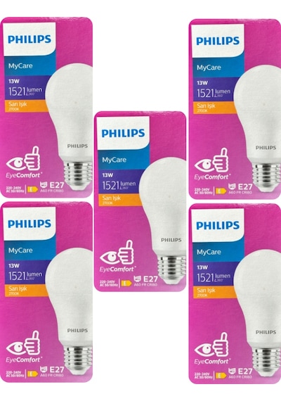 5 Adet Philips 13w Sarı Işık E27 Duylu Kalın Duy Led Ampul