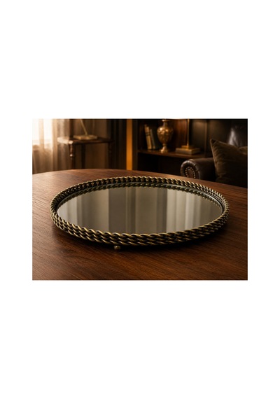 Sleep Nova 3561614213 Bronz Metal Çerçeveli Aynalı Dekoratif Tepsi 35 X 13 Cm