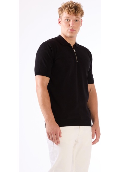 Dufy Siyah Örgü Erkek Triko - Slim Fit SIYAH