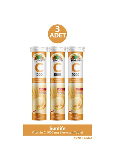 Sunlife Vitamin C 1000 Mg 20 Efervesan Tablet 3 Adet