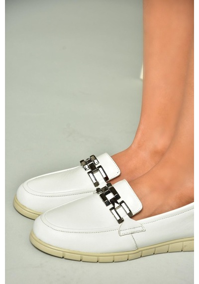 Fox Shoes P555081103 Beyaz Hakiki Deri Günlük Kadın Ayakkabı Beyaz-hakiki Deri Beyaz