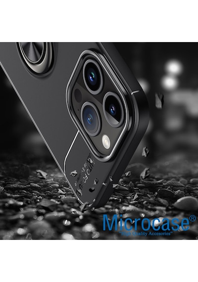 Apple Uyumlu iPhone 15 Pro Focus Serisi Yüzük Standlı Silikon Kılıf -al3363