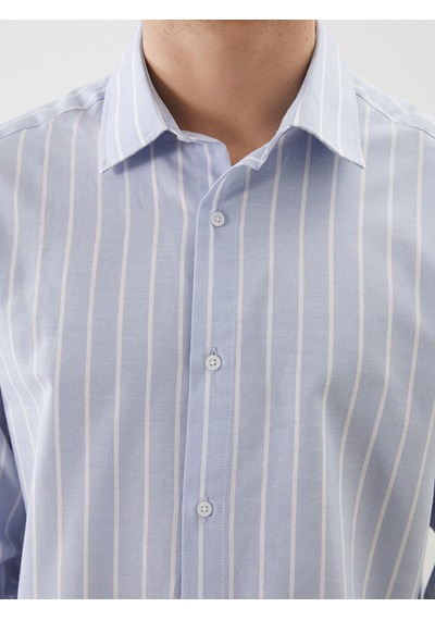 Lcw Vision Mavi Regular Fit Kısa Kollu Çizgili Oxford Erkek Gömlek