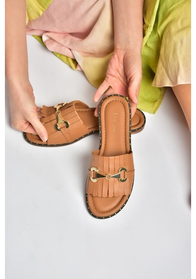 Fox Shoes Y291873003 Taba Hakiki Deri Kadın Terlik Fox Shoes Y291873003 Taba Hakiki Deri Kadın Terlik