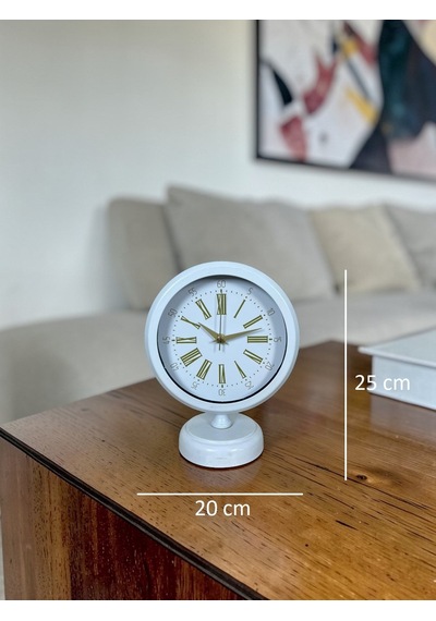 Büro Ev Ofis Hediyesi İçin 20x25cm Beyaz Veloria Metal Masa Saati Diğer