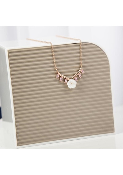 Çiçek Desenli Rose Kaplama 925 Gümüş Kadın Kolye