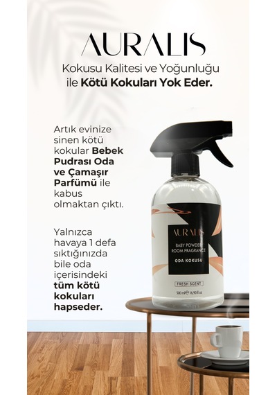 Auralis Bebek Pudrası Kokulu Oda Kokusu Ve Çamaşır Spreyi Baby Powder 500 Ml Bebek Pudrası