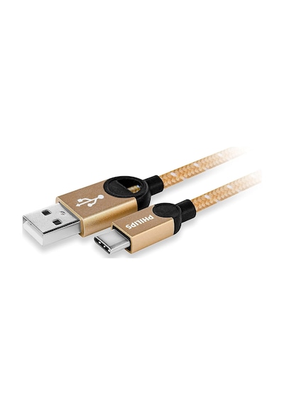Philips Dlc2628g/97 Usb-a To Usb-c Örgülü Hızlı Şarj Kablosu, 1.2 Metre, Altın