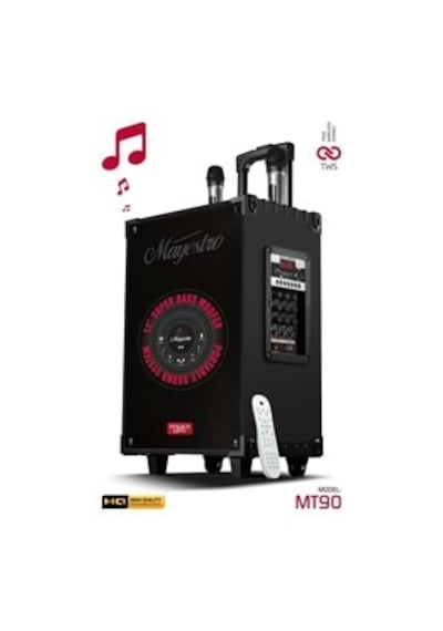 Powerway Mt90 Şarjlı Çift Mikrofonlu Hoparlör Karaoke Sistemi Taşınabilir Amfi Bluetooth Hoparlör