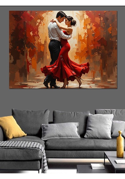 Tutkulu Tango Dans Eden Çift Dekoratif Kanvas - Mdf Ahşap Tablo