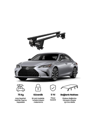 Royal Lexus Es 2018 Ve Sonrası Uyumlu Siyah Ara Atkı Port Bagaj Tavan Barı