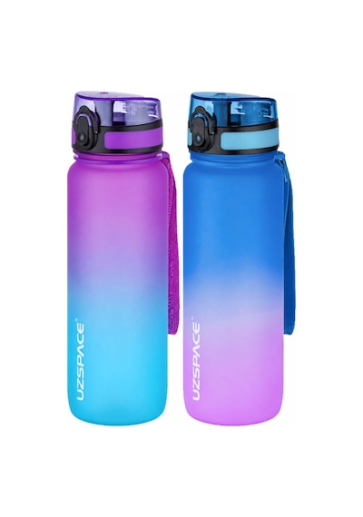 Uzspace 2'li Tritan Matara Seti 800 Ml Çift Renk Softtouch Ff Collection Tritan Su Matarası Mormavi-mavipembe