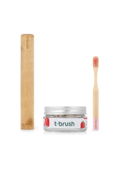 T-brush - Çocuk Doğal Diş Bakım Seti - Mavi- Large