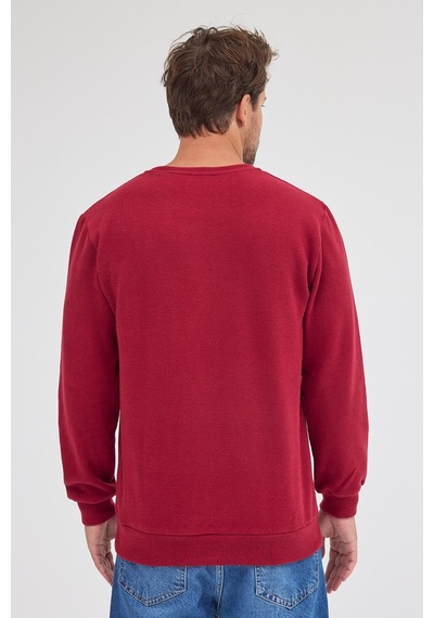 Mmetalic Erkek Bordo Standart Fit Normal Kesim Pamuklu Basic Bisiklet Yaka Sweatshirt Mtlce113-bordo Bordo
