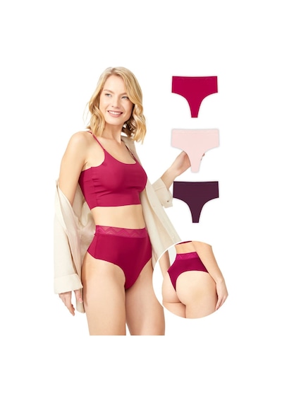 Cottonhill Basic Yüksek Bel Lazer Kesim Tanga Külot 3'lü Paket - 3 Renkli1 Çok Renkli