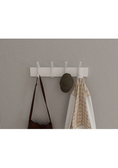 Hepsi3boyutlu Modern Duvar & Kapı Kanca Askılık - 4 Adet Beyaz Kanca Askılık - Model No : 1 Beyaz