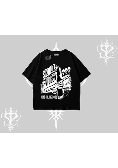 Tarzsokak Oversize Tshirt Skull Impact Bone Chilling Street Icon Siyah