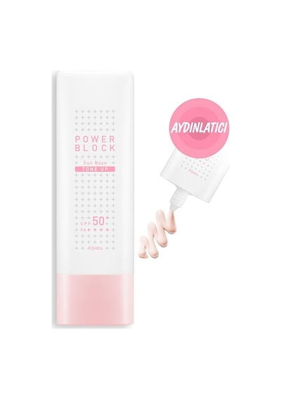 A'pıeu Power Block Pembe Ton Dengeleyici Güneş Kremi Spf50+ Pa++++ 50ml Sku: Smg8690010393357 Açık Bej