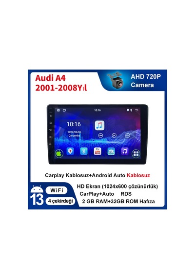 Audi-a4-2001-2008 Carplay 9inç 2/32gb Multimedya