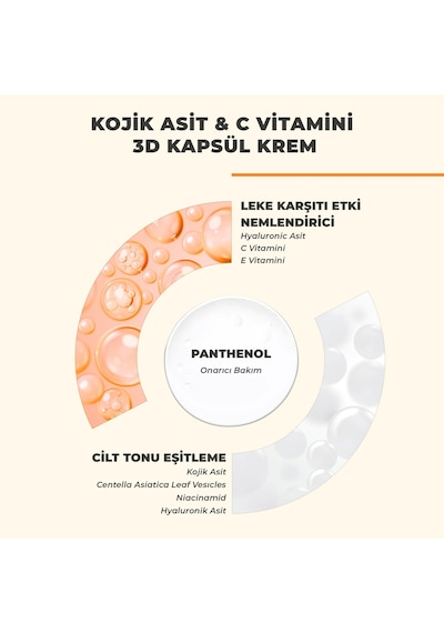 Dermokil Kojik Asit C Vitamini Leke Karşıtı Canlandırıcı 3d Kapsül Krem 50 Ml