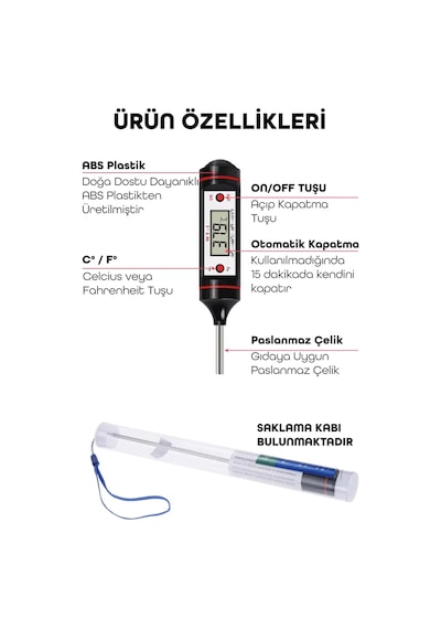 Dijital Gıda Termometresi Sıvı Gıda Et Su Süt Yiyecek Sıcaklık Ölçer Mutfak Için Gıda Termometre 027