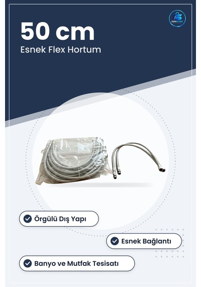 Flex Hortum 50 Cm Örgülü Esnek Banyo Ve Mutfak Tesisatı Musluk Ba