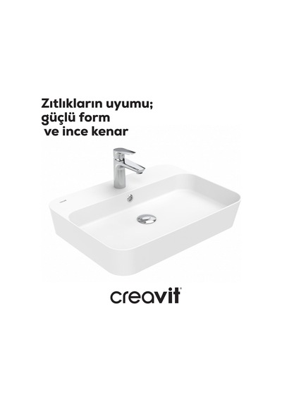 Creavit Loop Dikdörtgen Çanak Lavabo 45x60 Cm Beyaz Lp061-00cb00e-0000