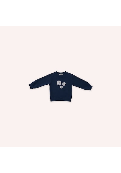 Panço Kız Bebek Çiçek Aplike Detaylı Lacivert Sweatshirt