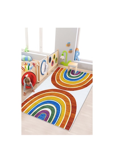 West Home Makinede Yıkanabilir Kaymaz Taban Leke Tutmaz Renkli Bebek Ve Çocuk Halısı Wh 573 Multy Çok Renkli