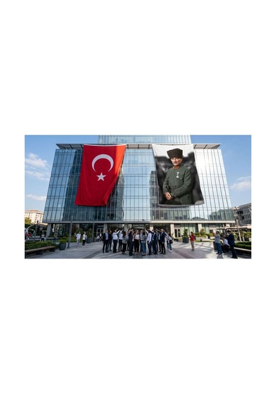 Atatürk Portresi Bayrak Ve Türk Bayrağı Premium Raşel Kumaş 2'li Set 10x15 Metre Ata68 Diğer