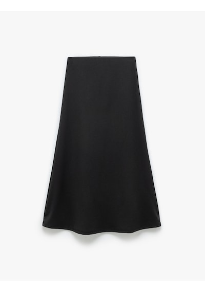 Koton A Kesim Krep Scuba Kumaş Midi Boy Etek Siyah 5sak10501ek Siyah