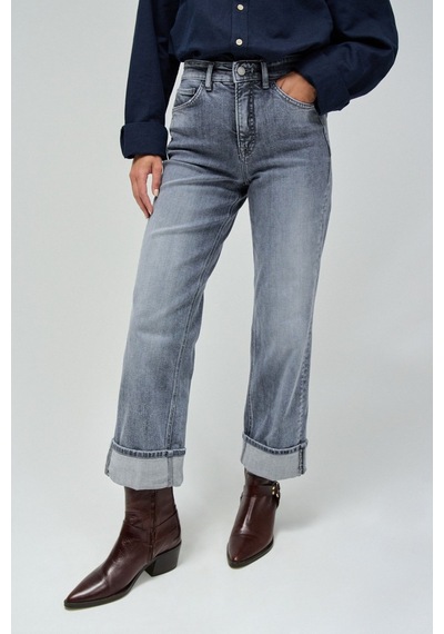Salsa Jeans Gri Kadın Eskitme Denim Pantolon 21008610-faith Straight