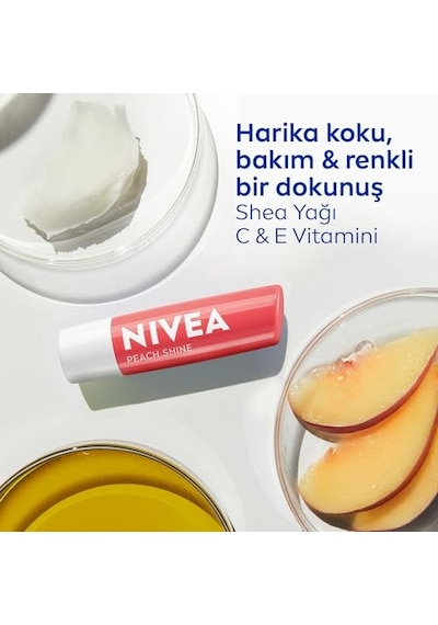 Tr Şeftali Dudak Bakım Kremi 4,8 Gr, 24 Saat Nemlendirici, Doğal Yağlar, Gün Boyu Dudak Bakımı, Şeftali Kokusu,