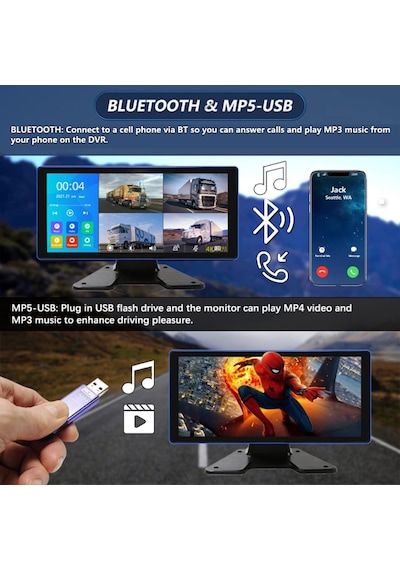 Dokunmatik Ekranlı Ahd 4 Kameralı Video Müzik Dvr Monitör