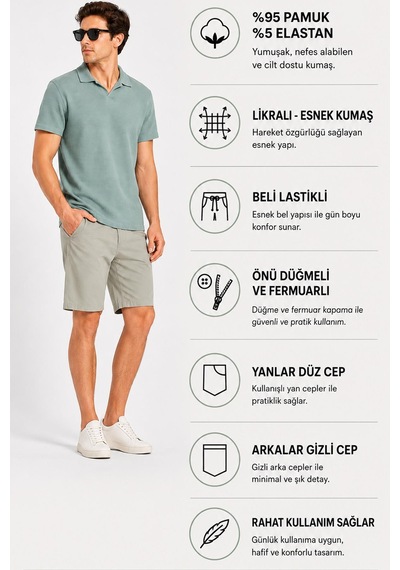 Çağla Yeşili Likralı Esnek Kumaş Beli Lastikli Klasik Erkek Keten Şort // 2002-çağla Yeşil Çağla Yeşili Likralı Esnek Kumaş Beli Lastikli Klasik Erkek Keten Şort // 2002-çağla Yeşil