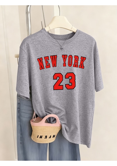 Noıssey Urban Pop Graphic Kadın Tişört Koleksiyonukod 5451 Gri