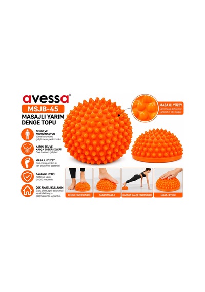 Avessa Msjb-45 Masajlı Yarım Denge Topu Turuncu