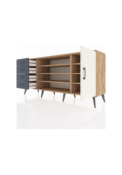 Hyperion Konsol 6 Raflı 4 Çekmeceli Tek Kapaklı 176x44x83 Çam-aytaşı/antrasit Aytaşı/antrasit Hyperion Konsol 6 Raflı 4 Çekmeceli Tek Kapaklı 176x44x83 Çam-aytaşı/antrasit Aytaşı/antrasit