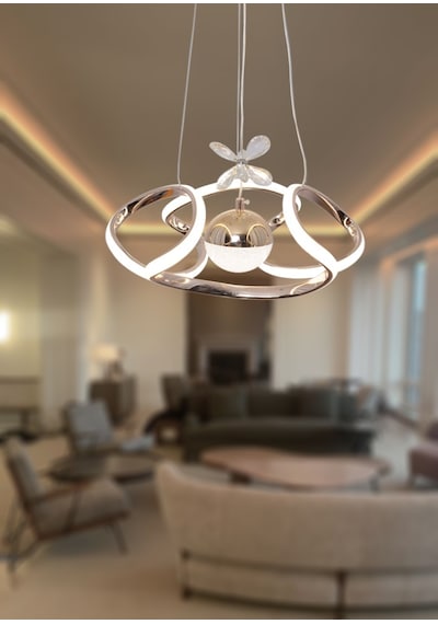 Tt Aydınlatma Fransız Sarısı Tek Toplu 3 Renk Modüllü Led Avize Sarı