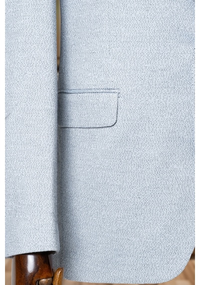 Bonesti Erkek Slim Fit Blazer Ceket Beyaz Siyah Nokta Desenli Beyaz Siyah Noktalı