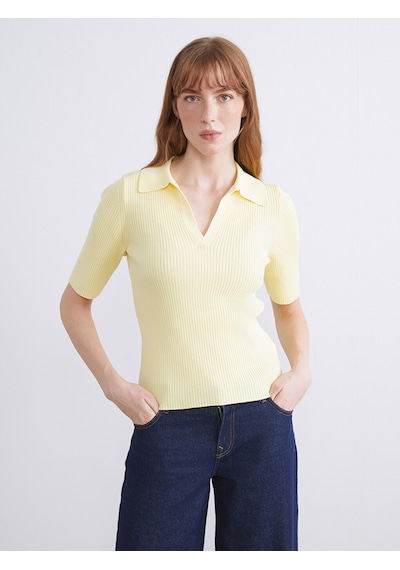 Lcwaıkıkı Classic Sarı Polo Yaka Kadın Triko Kazak